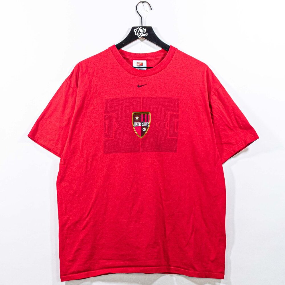 New York New Jersey MetroStars Nike Center Swoosh T-Shirt Soccer Field Large Y2K
